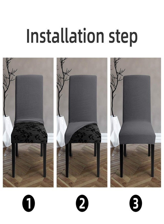 Artrello Chair Covers for Dining Room - Stretch Chair Slipcovers for Decorative Seat Protector Armless Removable Washable Elastic Dinner Universal Spandex Solid Chair Slip Covers Set (Dark Grey,6) - Image 4